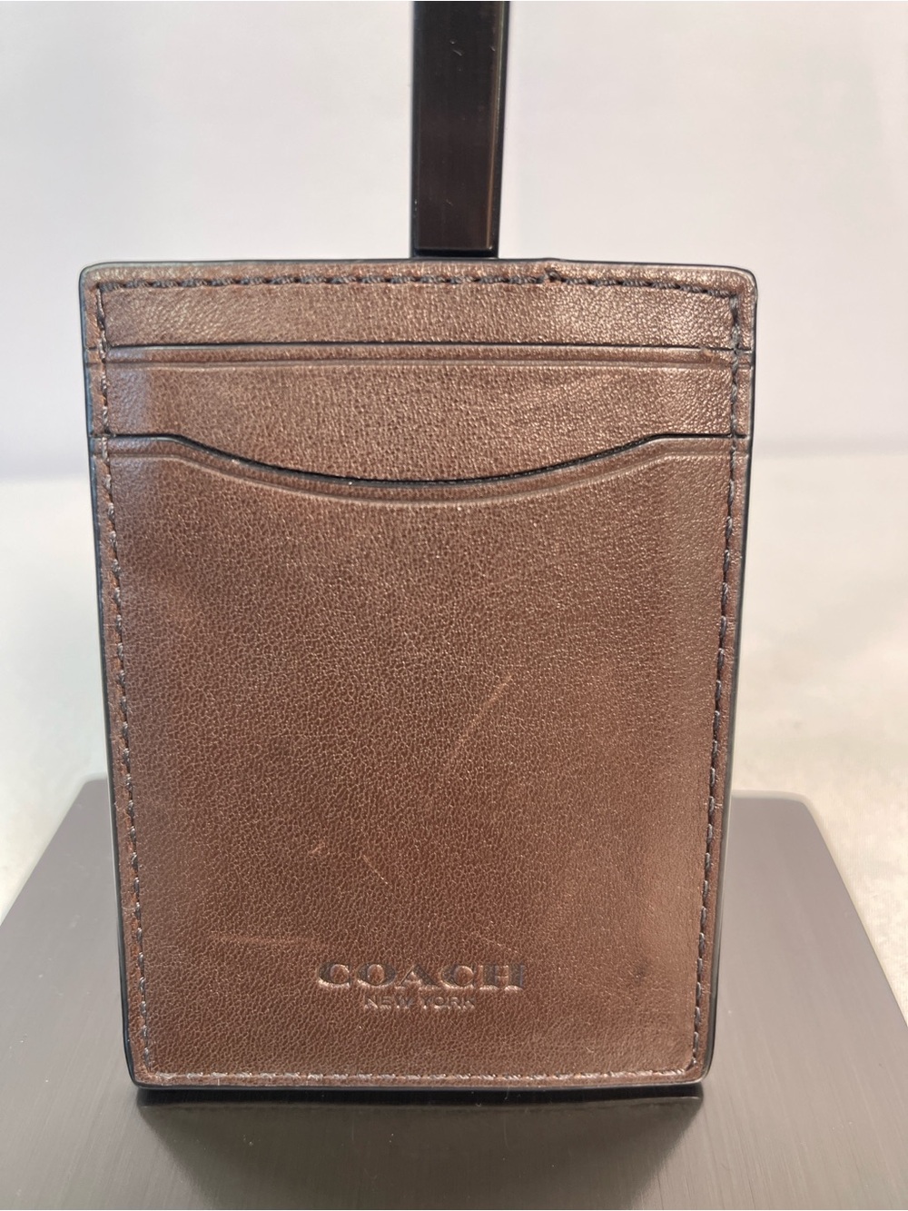 Coach H1944-54466 Leather Money Clip Card Case Wallet Brown